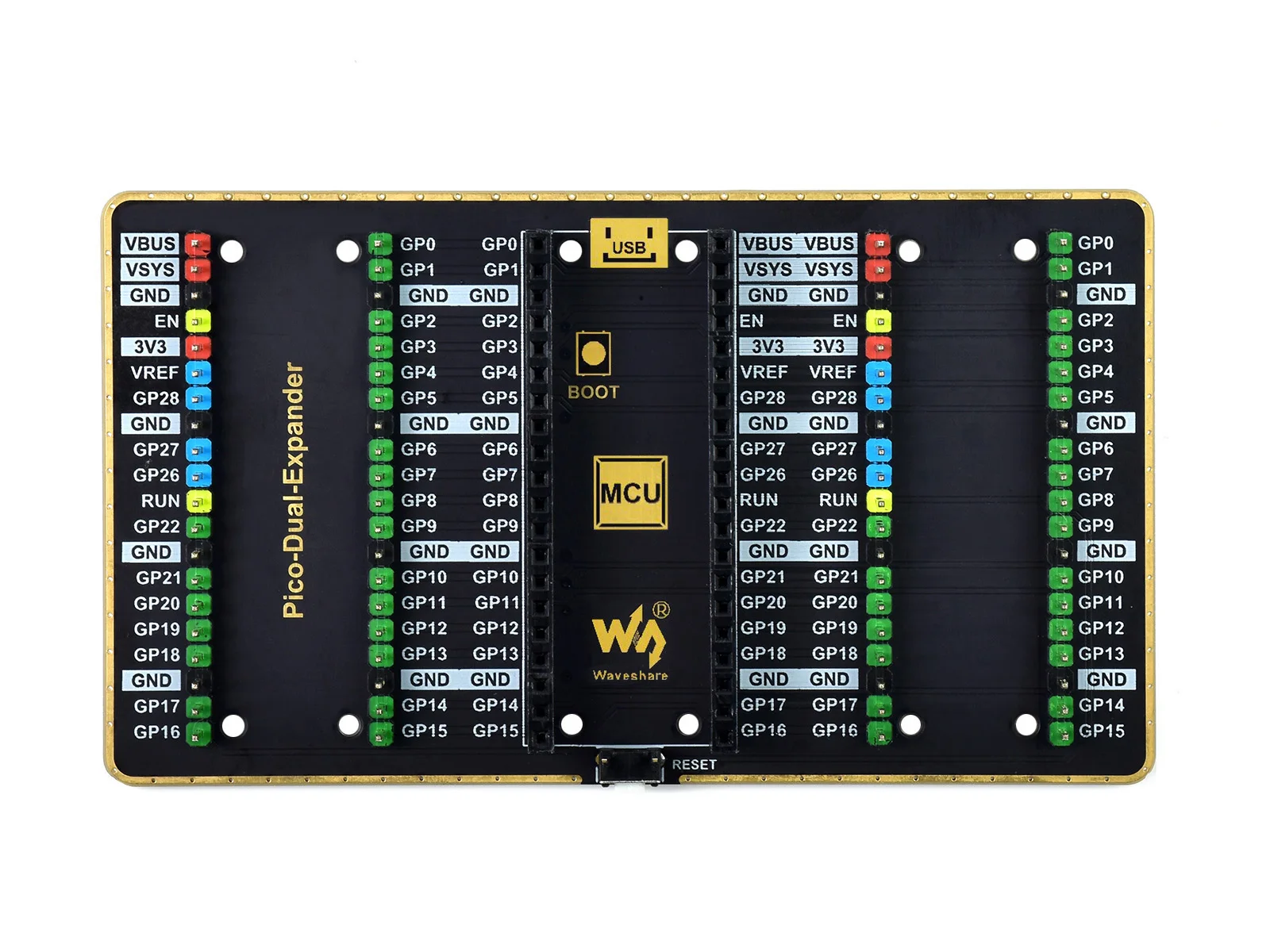 Waveshare-موسع GPIO مزدوج لـ Raspberry Pi Pico ، مجموعتين من رؤوس الذكور لتوصيل المزيد من وحدات التوسيع