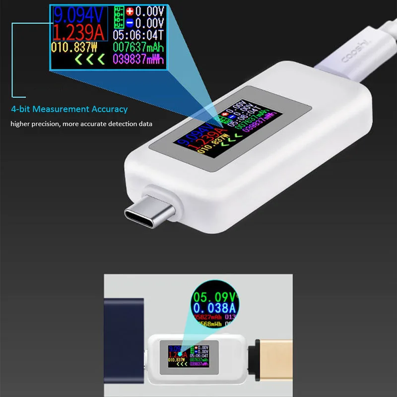 Tester USB 10 In 1 DC Type-C 4-30V voltmetro Timing amperometro Monitor digitale rilevamento banca di alimentazione indicatore di energia Tester di