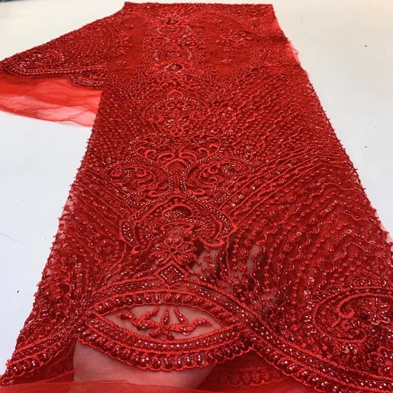 Gorgeous Fabric Embroidery French Mesh Lace Latest African Laces Handmade Beaded  Tulle Net Lace Fabric TS9730