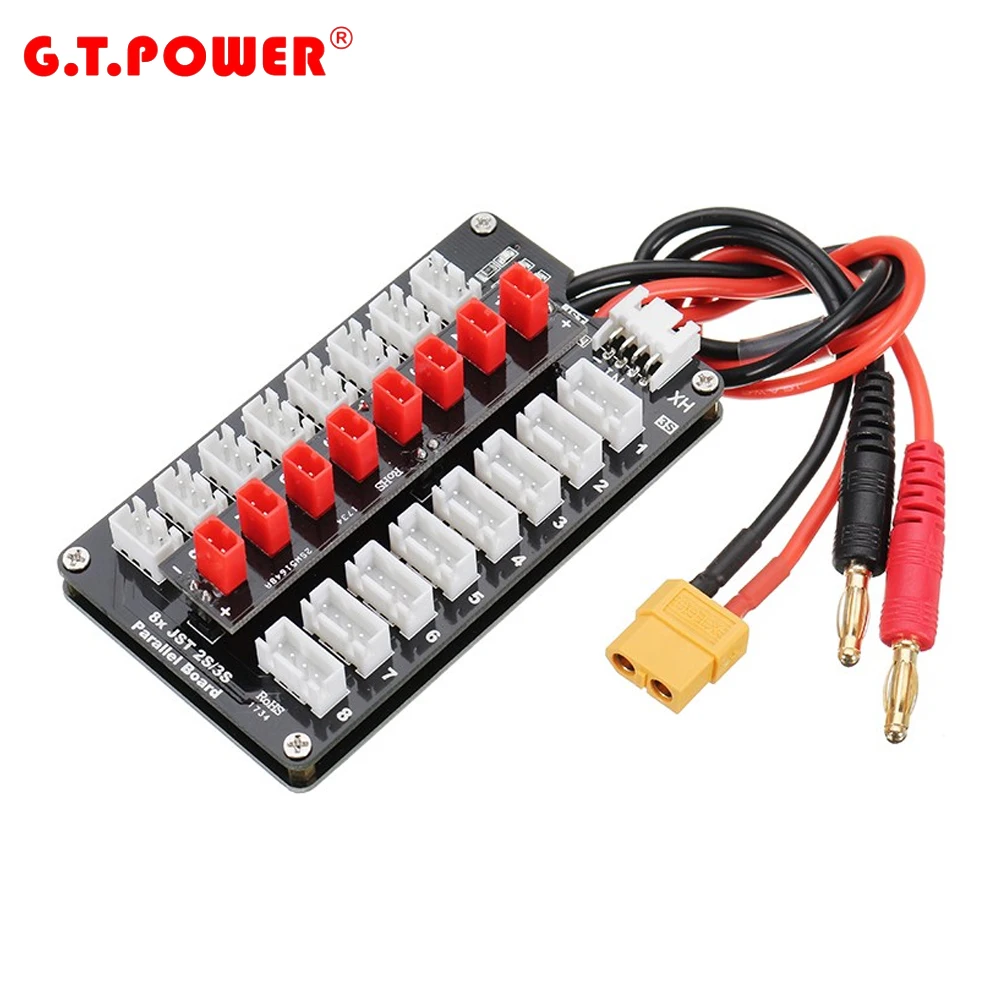 

GT Power 8X JST 2S/3S Parallel Board For Lipo LiFe Li-ion Battery Compatible With Imax B6 B6AC ISDT ToolkitRC Charger