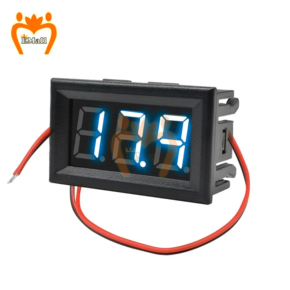 Voltmetro digitale DC 5V a 120V 2 fili voltmetro digitale voltmetro pannello per misuratore di Display a LED per auto moto elettromobile