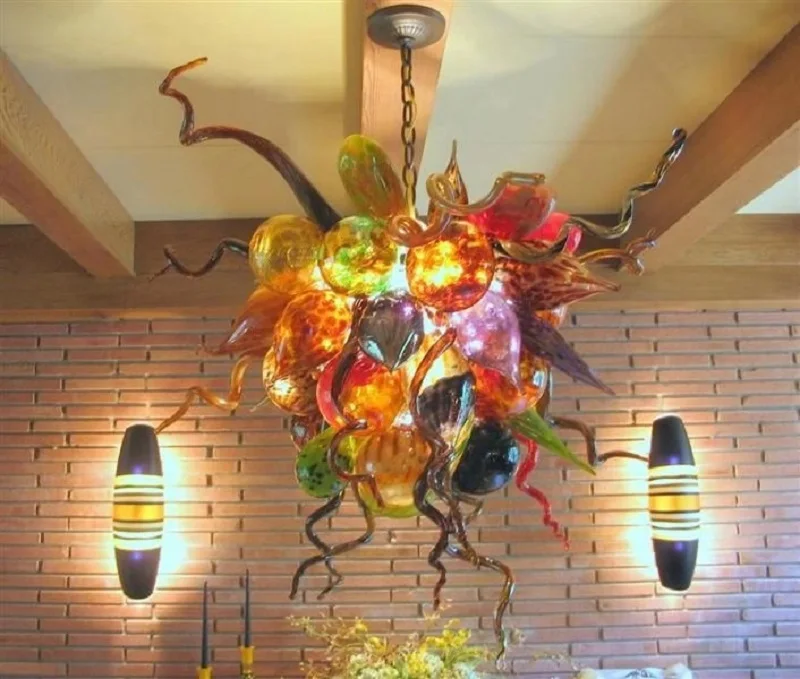 

Modern Murano Hand Blown Coloured Glass Chandelier Hanging Stained Glass Animal Lamps