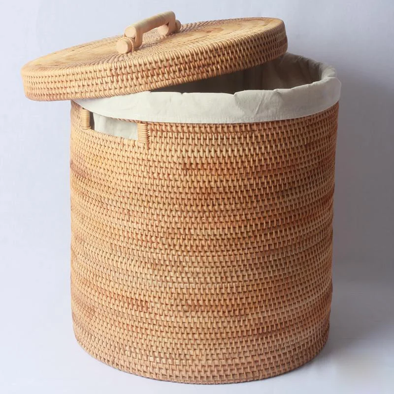 Rattan Laundry Bucket Hand Made Dirty Clothes Storage Toys  large kids  Basket Organizer Interior Household ItemsF