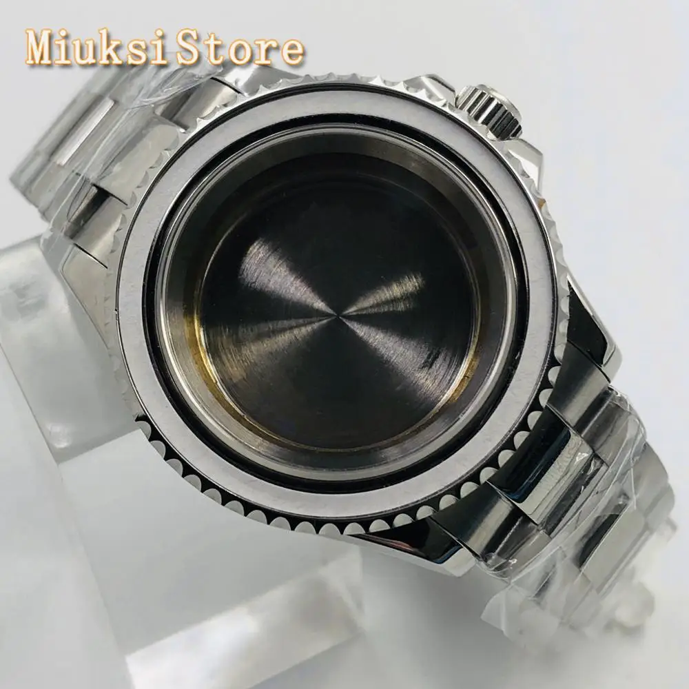 40mm sapphire glass bidirectional bezel mens watch case fit ETA 2836 miyota 8215/8205/821A Mingzhu DG2813/ 3804 movement