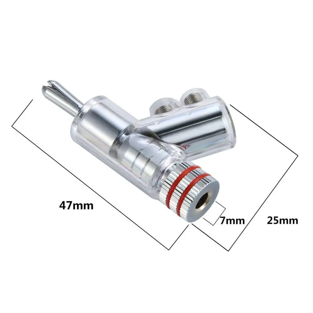 VB202R Hi-End Rhodium Plated Closed Screw Lock Speaker Cable Banana Plug Connector For DIY Speaker Wire Audio/Video Receiver