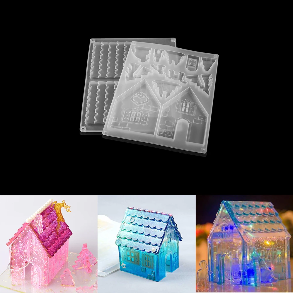 DIY Crystal Epoxy Resin Mold Creative Christmas House Mold Diy Handmade jewelry Making Tools Silicone mold Jewelry Crafts Making