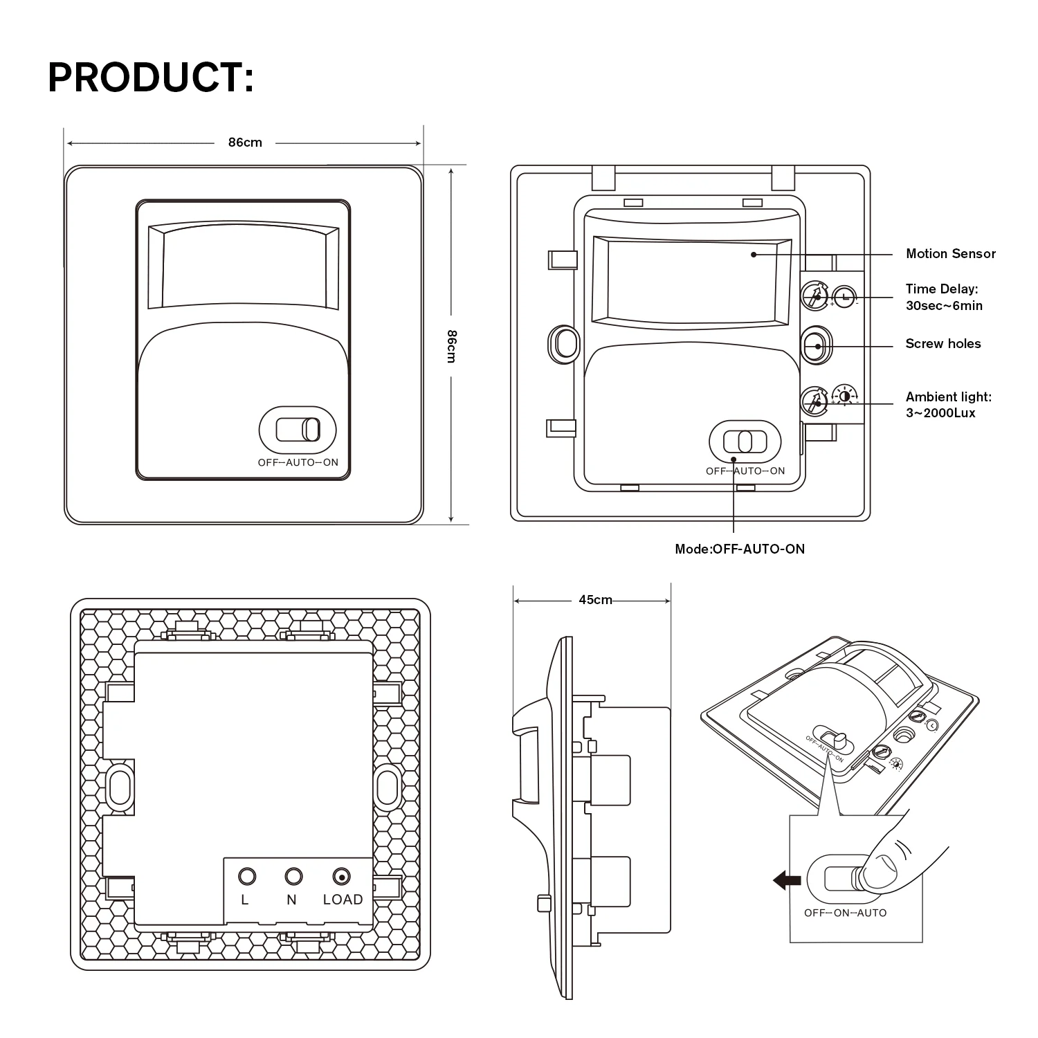 110~240V Wall Mounted Pir Infrared Motion Sensor Switch for LED Light Lamp