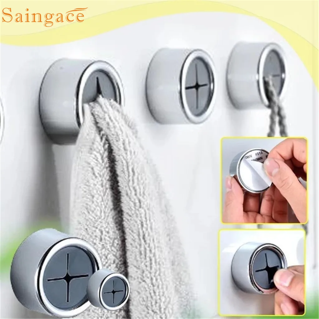 Saigace Strong hook sticks Creative Invincible Hook-free Towel Storage Rack Kitchen Bathroom durable Free Punch Holder Drop Ship