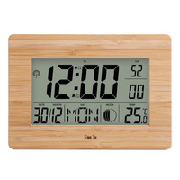 FanJu Digital Wall Clock LCD Big Large Number Time Temperature Calendar Alarm Table Desk Clocks Modern Design Office Home Decor