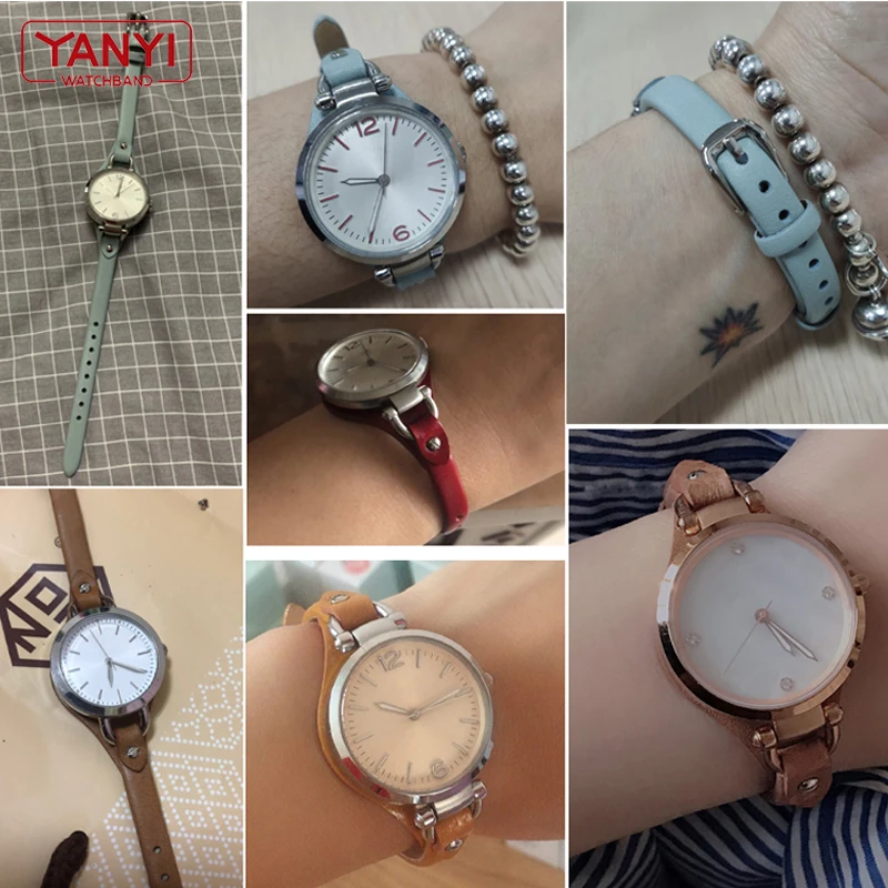 Genuine leather watch strap women watchband small bracelet 8mm for Fossil ES4176 ES4119 4026 3262 3077 4340 watch band with mat