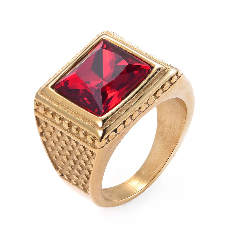 SDA Creative Rings for Men Inlaid With Red Stone Fashion Punk Style Jewelry Gifts Wholesale