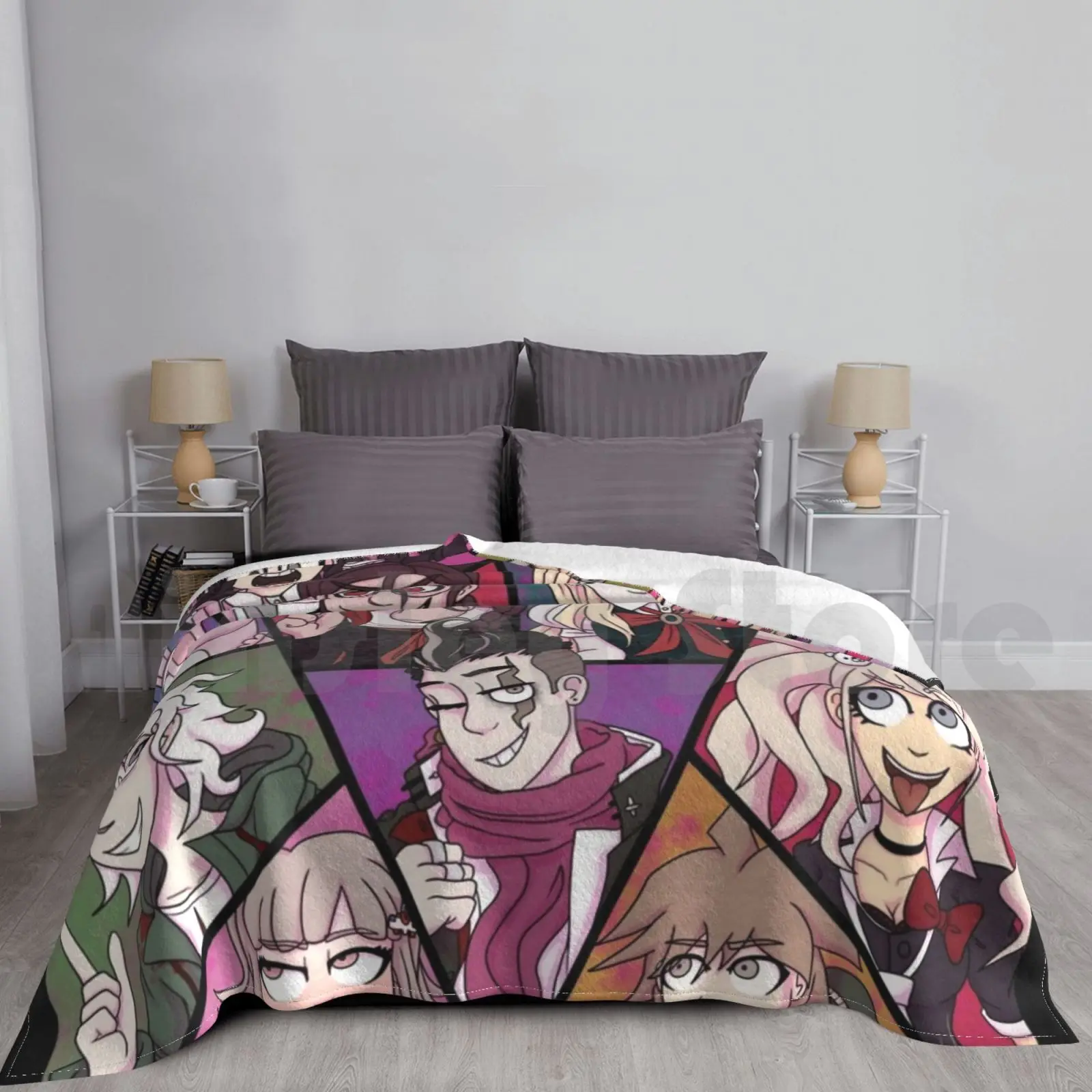 Danganronpa 1&2 Poster ( Blood Splatter ) Blanket Fashion Custom Danganronpa Makoto Naegi Sonia Nevermind