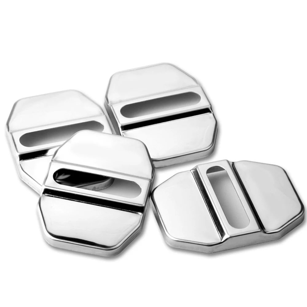 

4pcs Universal Stainless Steel Car Tuning Decorative Auto Door Lock Protective Cover Interior Parts Decor Accessories