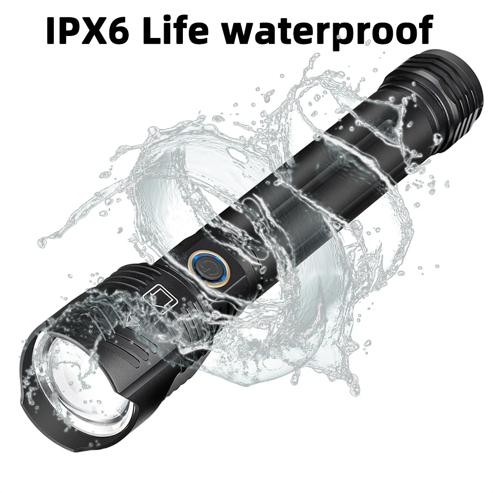 Powerful XHP160 16-Core LED Flashlights 10000mAH XHP110 USB Rechargeable Tactical Flashlights Zoom Torch use 26650/18650 Battery