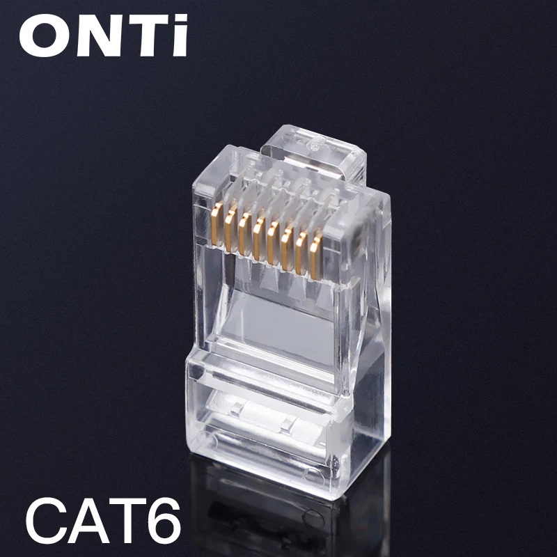 ONTi RJ45 CAT6 Connector 8P8C Modular Plug Ethernet Cable Head  1Gbps Gigabit Network Crimp Crystal Head  RJ45 Connector 50P