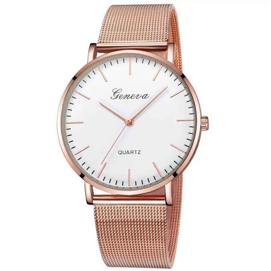 Rose Gold Quartz Watch Women Mesh Stainless Steel Bracelet Women\'s Watches Ultra-thin Casual Wrist Watch for Women Montre Femme