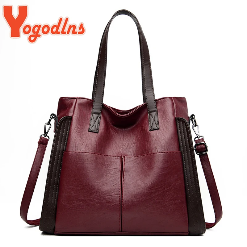 Yogodlns Winter Handbag Women Large Capacity Handle bag PU Leather Shoulder Bag New Trendy Crossbody Bag Business Hand Bag sac