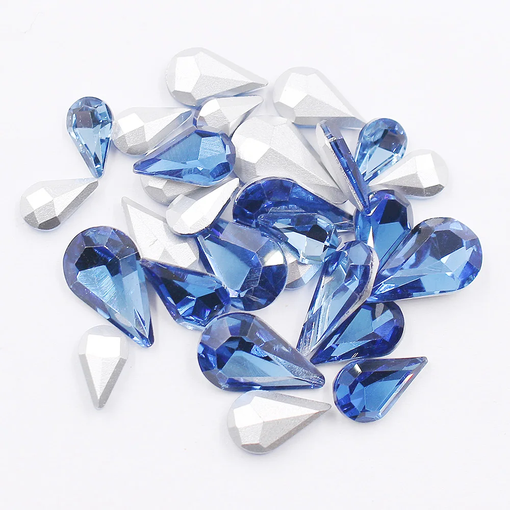 5X8mm-8x13mm Mix Größe Drop Pointback Glitter Kristalle Strass Perlen Zubehör Bekleidungs Steine Edelsteine Kleber Strass Dekorationen – Detail 4