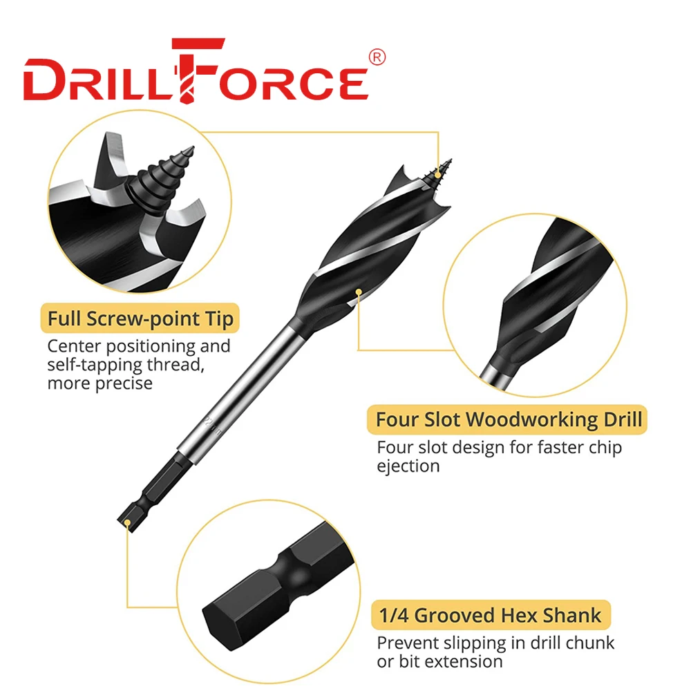 Drillforce 10-35 مللي متر النجارة مثقاب الحفر بت الخشب مملة حفرة القاطع أداة 10/12/14/16/18/19/20/22/25/28/30/32/35 مللي متر