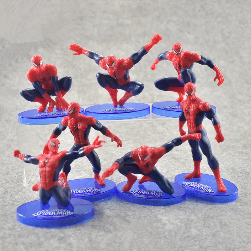 Spider man 7pcs/set doll boy birthday toy birthday cake gift Spiderman toys DIY Cake Decoration