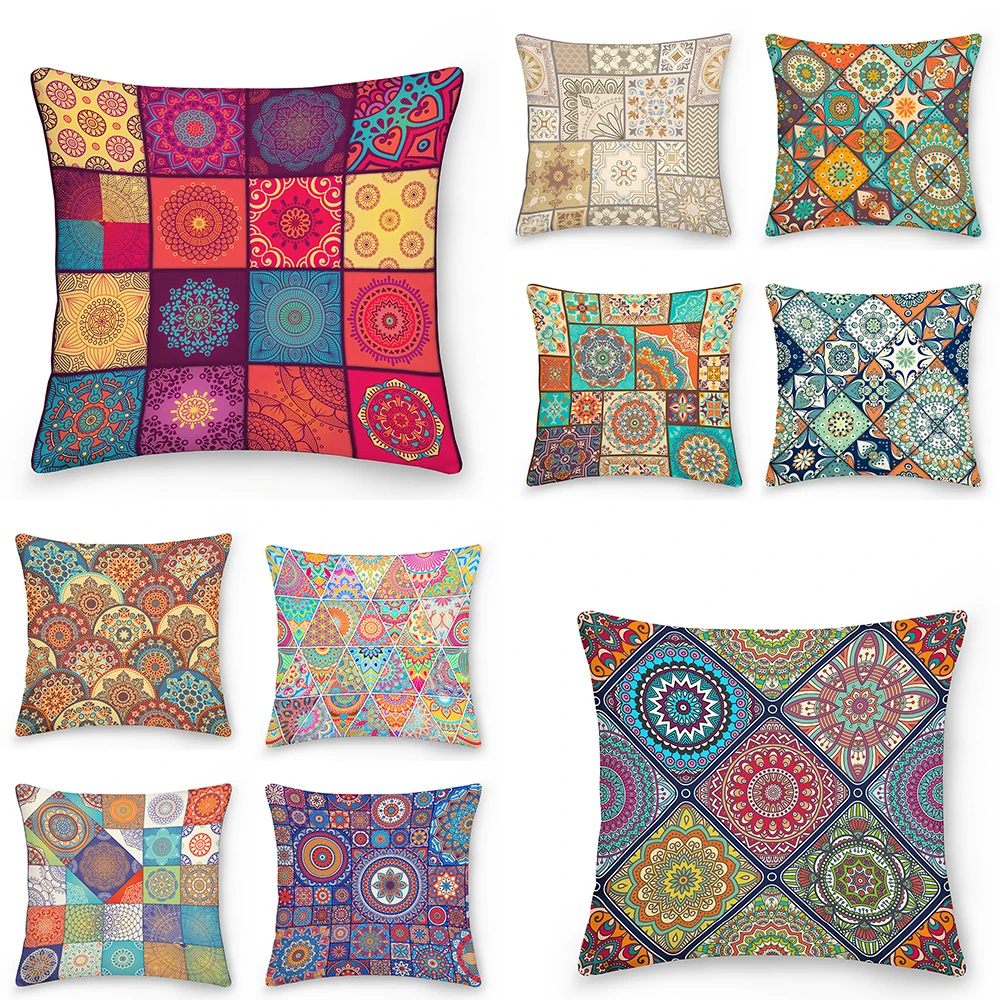 

2022 New Mandala Bohemian Decorative Pillow Case for Sofa Car Ornamental Home Decor Living Bed Room Decoration Cushion Cover