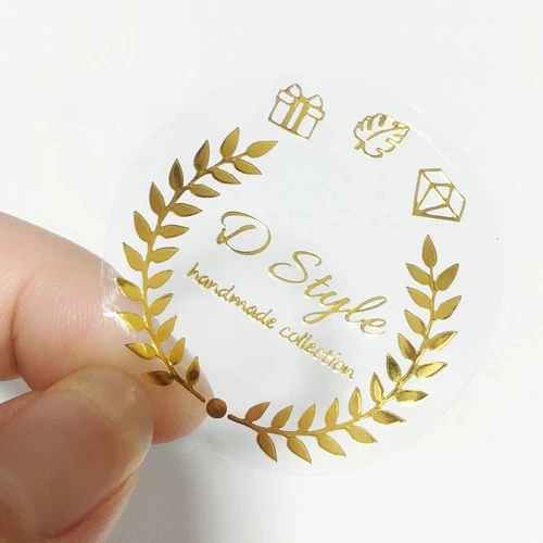Imagen 2 del producto 100 hojas/pegatina de lámina dorada negra, logotipo comercial personalizado, etiqueta personalizada para boda, embalaje dorado, etiqueta transparente redonda, logotipo de usted
