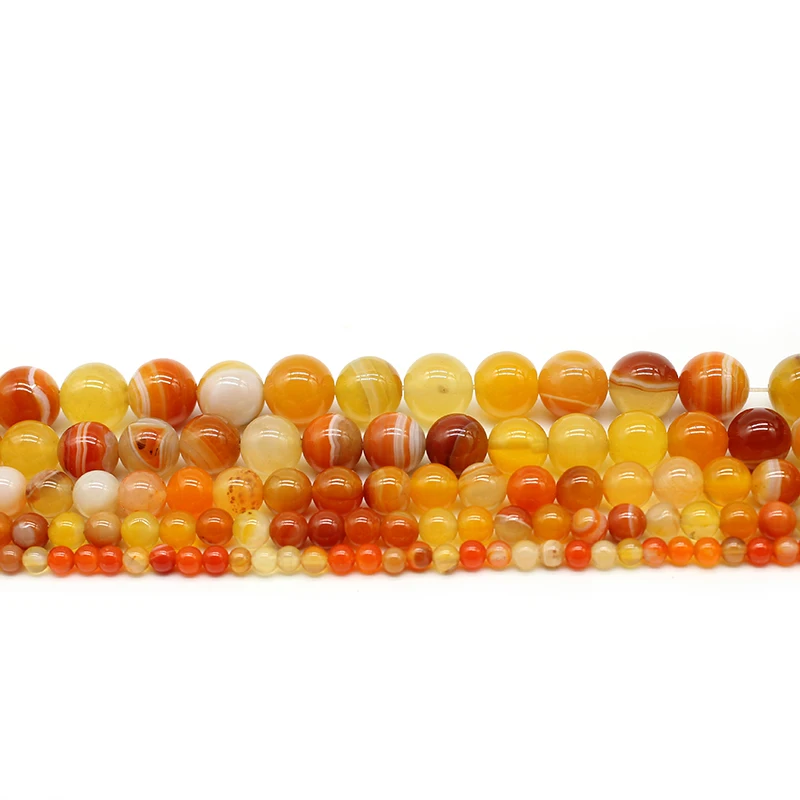 Natural Orange Stripes Agates Stone Beads For Jewelry Making DIY Bracelet Necklace 4/6/8/10/12 /14 mm Strand 15\'\' Wholesale