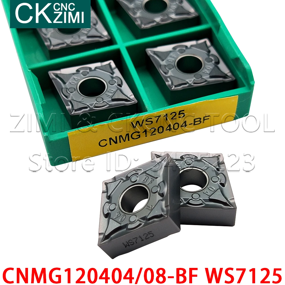 CNMG120404-BF-portaherramientas de corte de cuchilla de torno CNC, inserto de carburo de alta calidad, CNMG 1204 para acero inoxidable, CNMG120408-BF, WS7125