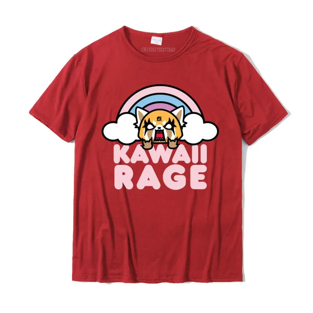 Aggretsuko Kawaii Rage koszulka z krótkim rękawem bawełniana męska koszulka wydrukowane bluzki Tees tanie normalne Plus rozmiar