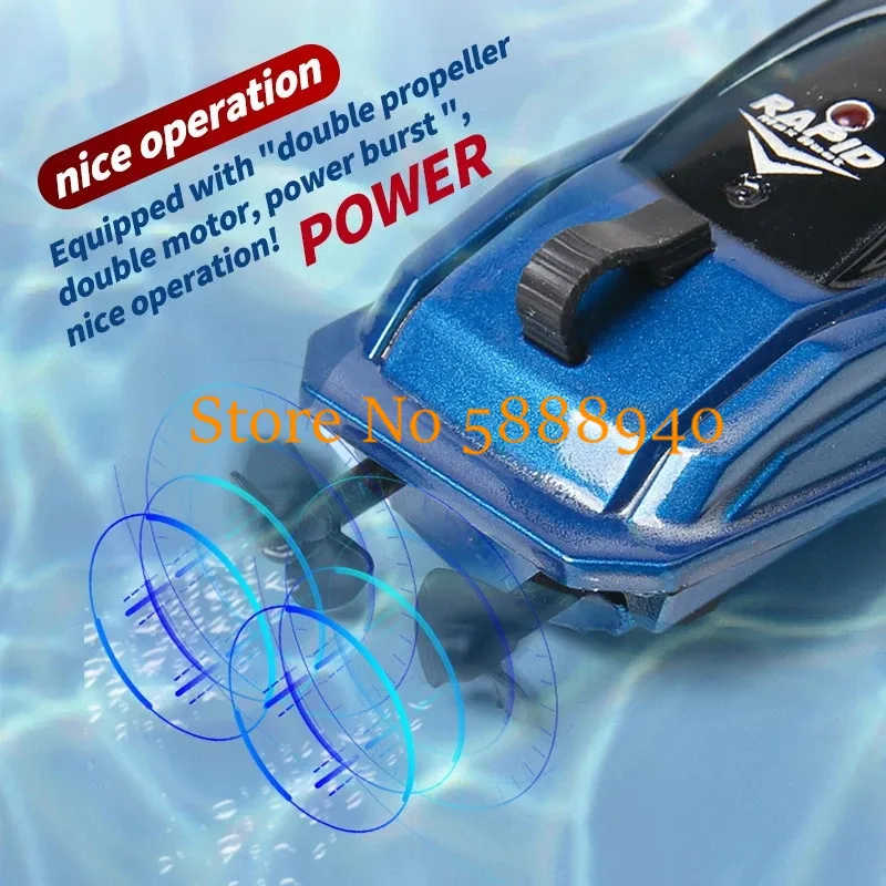 Mini remo con aceleración de un clic, accionamiento de Motor Dual, casco impermeable, advertencia de baja potencia, resistente a choques, barco de juguete con Control remoto