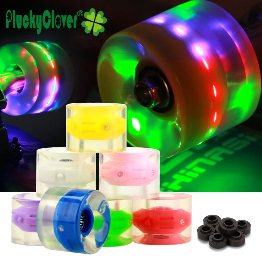 1pc piscando roda de rolo 60mm para skate penny board led luz roda dança placa 85a 60x45mm duplo balancim piscando rodas