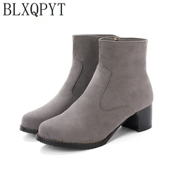 BLXQPYT Bigest taglia 31-52 inverno caldo stivaletti donna punta tonda tacchi alti 5cm pompe festa nuziale stivali da neve scarpe donna L-2