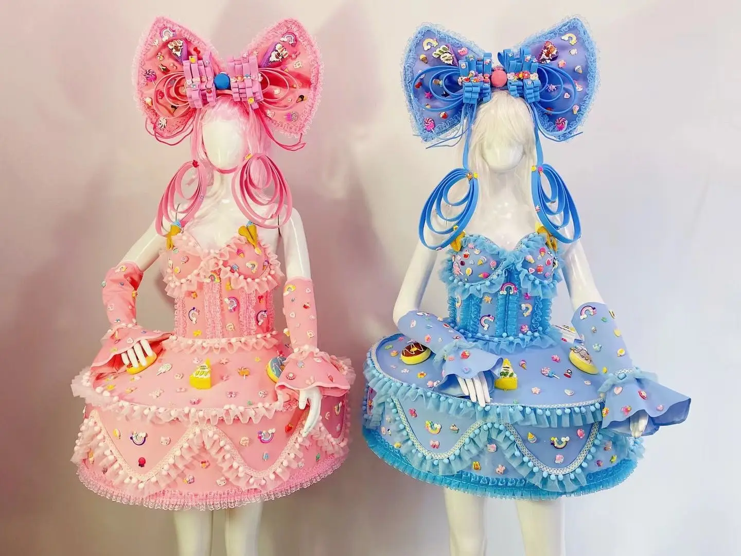 달콤한 케이크 드레스 활 머리 장식 러블리 파라다이스 파라다이스 퍼레이드 공연 바 나이트 클럽 어린이 날 의상