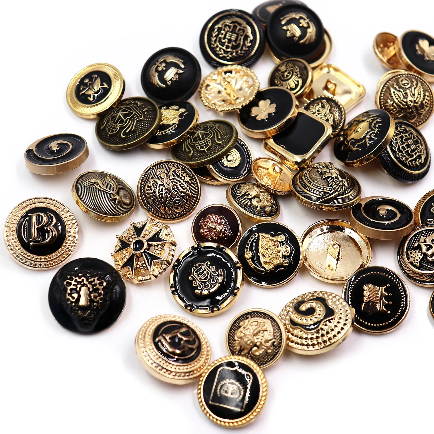 Black color Metal Buttons mix any style Sweater Coat Decoration Buttons Accessories DIY 50Pcs/Lot JS-mix001