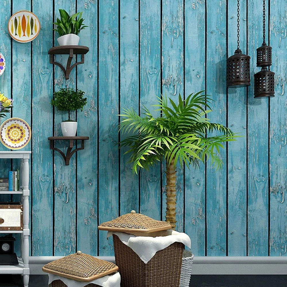 beibehang Nordic retro vintage old wood plank wallpaper bar cafe clothing store background papel de parede wall papers home deco