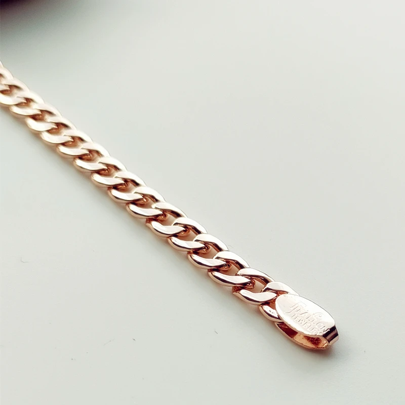 New Trendy Women Men Necklace 585 Rose Gold Color Jewelry Women Bijouterie Link Chain Necklace 5MM 60cm Long Necklace Gift