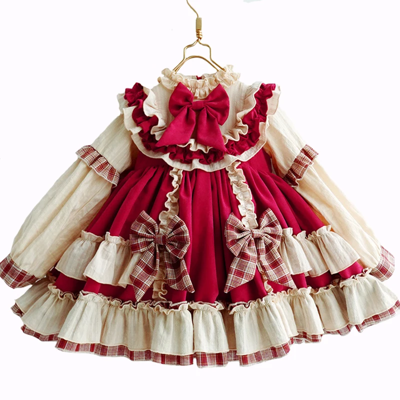 Boutique New Toddler Girl Lolita Dress Autumn and Winter Long-Sleeved Children\'s Retro Princess Clothes