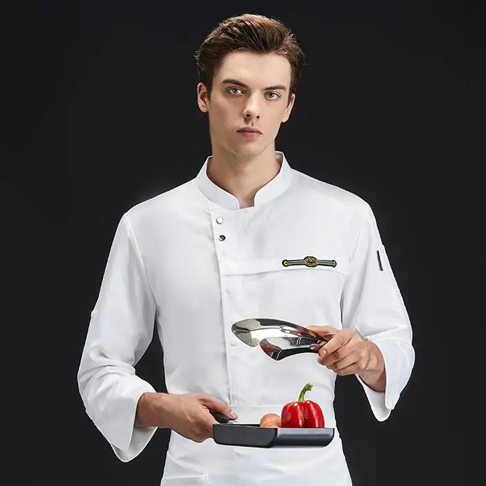 Uniforme de chef cuisinier à manches longues, veste de cuisine, vêtements de travail de restaurant, printemps, hommes, Y