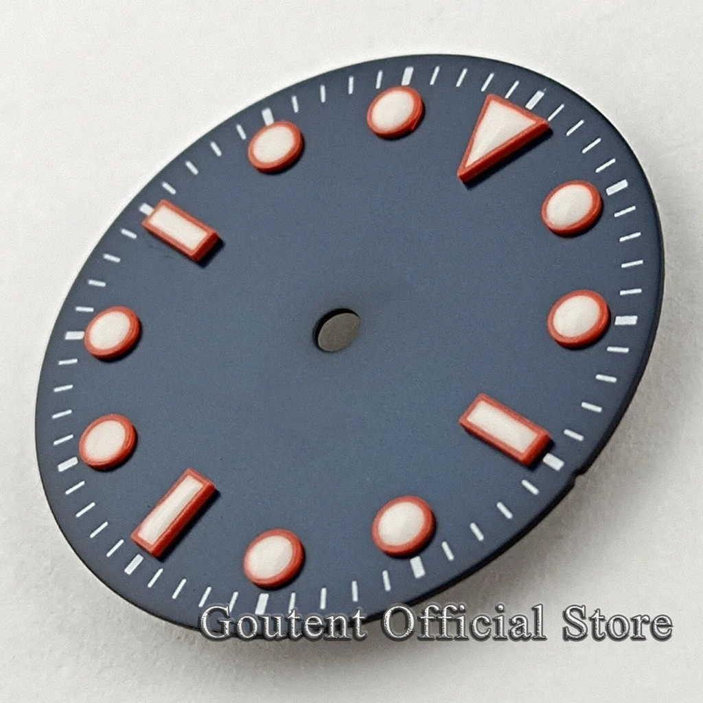 Goutent 29mm Sterile Blue Watch Dial Green Luminous Fit NH35 NH36 Miyota 8205 8215 821A Mingzhu DG2813/3804 Movement