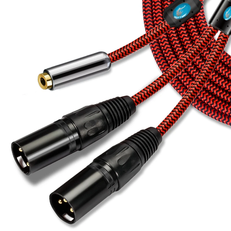 Audio Cable Mini Jack 3.5mm Female to Dual XLR 3 Pin Male for PC Headphone Mixing Console AMP Premium OFC Cable 1M 2M 3M 5M 8M