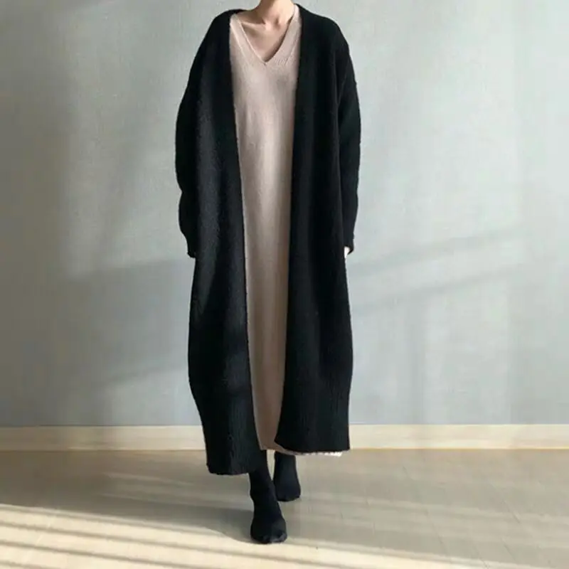 oversized knitted cardigan women sweater Coat Long female Ladies long sleeve korean Casual knitted coat 2023New outfit Plus Size