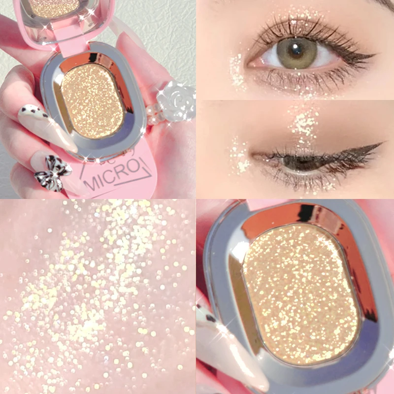 Glitter Eyeshadow Matte Single Color Highlighter Contour Shadow Long Lasting Waterproof Pigmented Shimmer Brighten Eyes Makeup