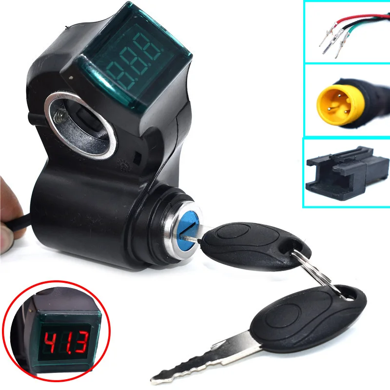 Electric Bicycle Thumb Throttle Voltmeter Digital Voltage Display Switch Power&Key Lock E-Bike For Kugoo M4 Electric scooter 