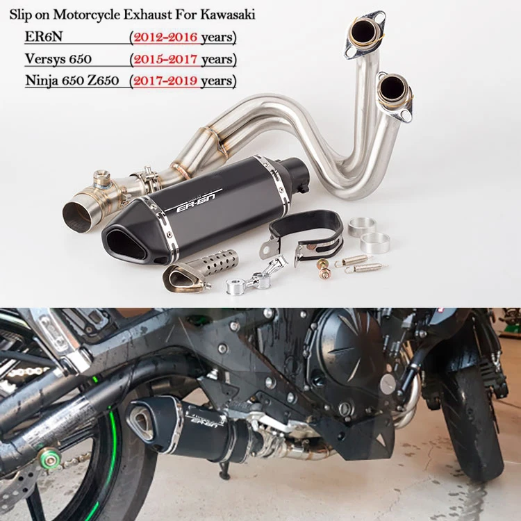 

ER 6F 6N Motorcycle Exhaust Full System Escape Muffler Slip On For KAWASAKI ER6N ER6F Versys Ninja 650 Z650 2012 to 2019 Exhaust