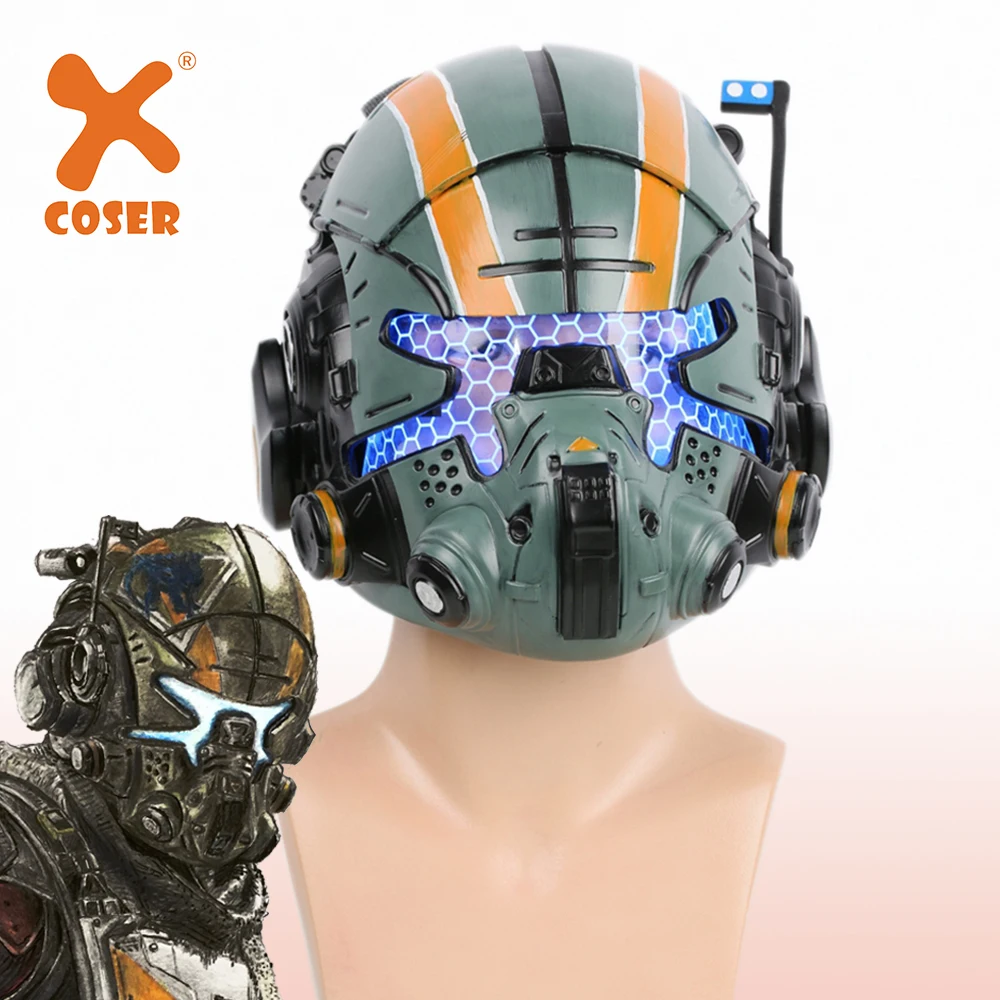 XCOSER Titanfall 2 Jack Cooper Cosplay Helmet Game Full Head Resin Mask With LED Light Costume Props Halloween Adults