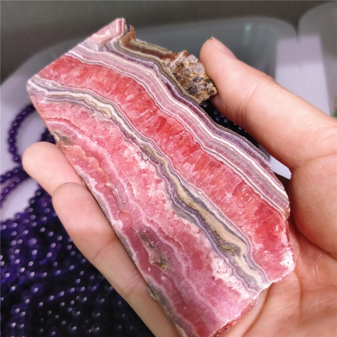 High Quality Gems Natural Quartz Rhodochrosite Mineral Crystal Slice Valuable Stones Specimen Pieces Healing Decor Indie Jewelry