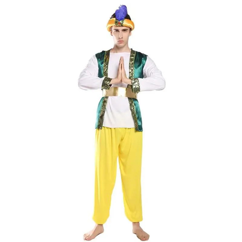 Men Aladdin Anime Cosplay Adult Halloween Arabic Traditional Prince Costumes Carnival Purim Parade Role Play Showing Party Dress