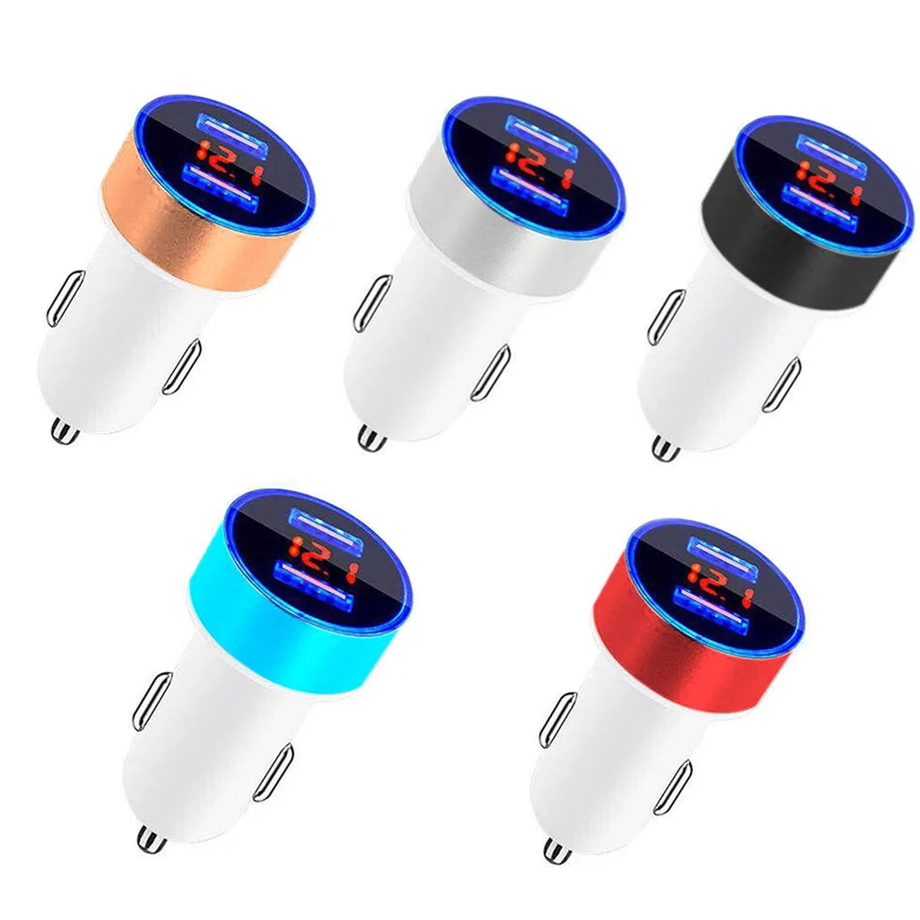 3.1A Dual USB Car Charger 2 Port LCD Display 12-24V Cigarette Socket Lighter Fast Car Charger Power Adapter For Smart Phone