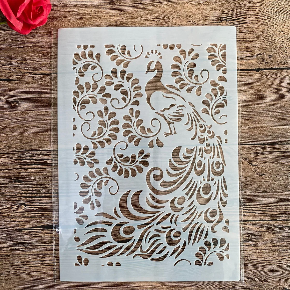 A4 size Design Stencil for Wall Painting Scrapbooking Stamp Album Decorative Embossing Craft Paper DIY Animal peacock Stencils