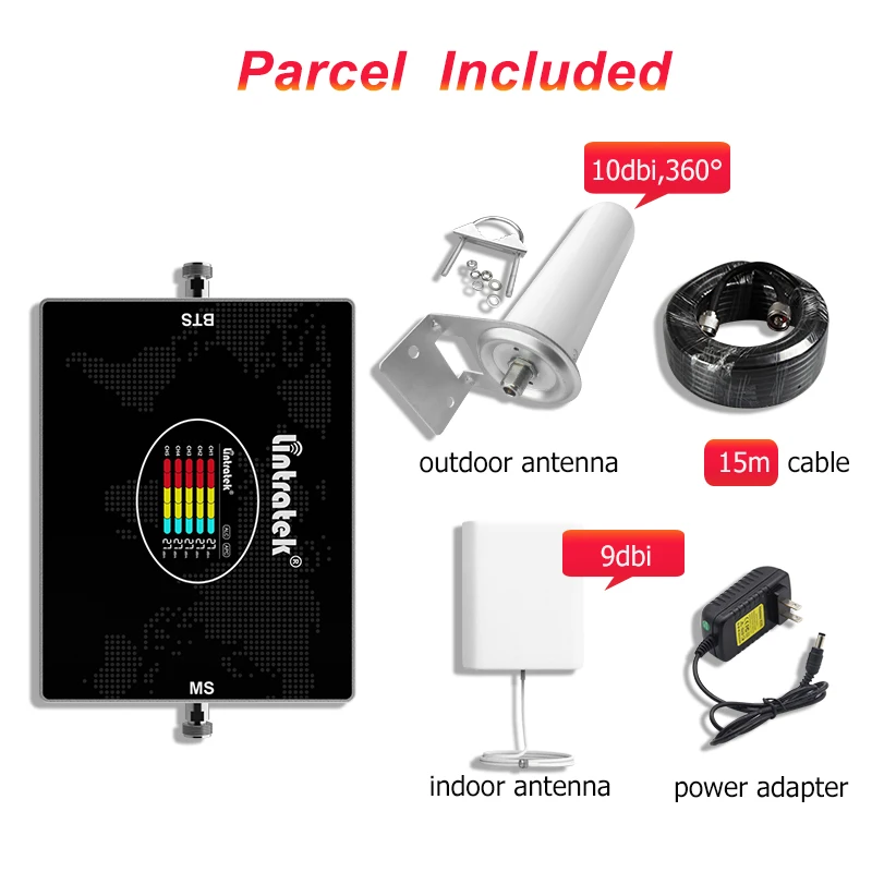 Linratek Five Band 2G 3G 4G Repeater LTE B20 800 900 1800 2100 2600Mhz B7 B28 700 Cellular Amplifier Signal Booster Antenna Kit